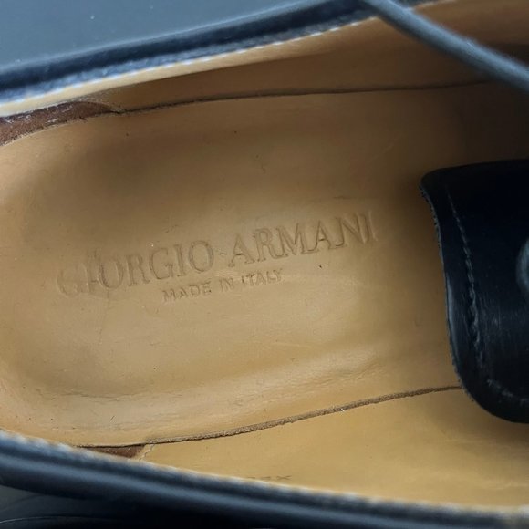 Giorgio Armani Men\'s Black Lace-Up Leather Dress Shoes Size 10.5 main image 6